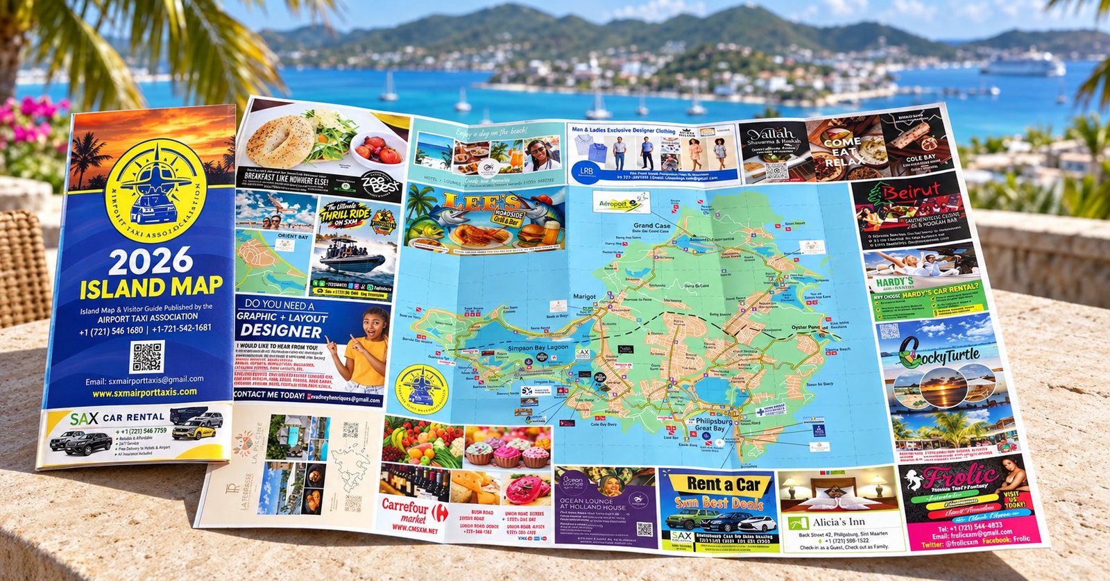 ATA Island Map unfolded in a Caribbean setting