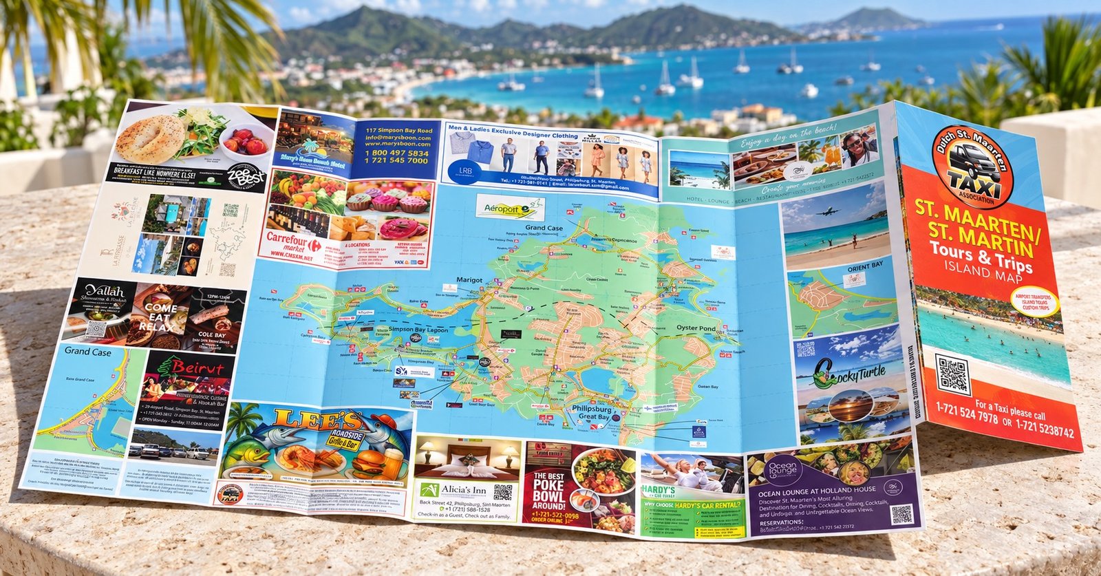 DSTA Island Map unfolded in a Caribbean setting