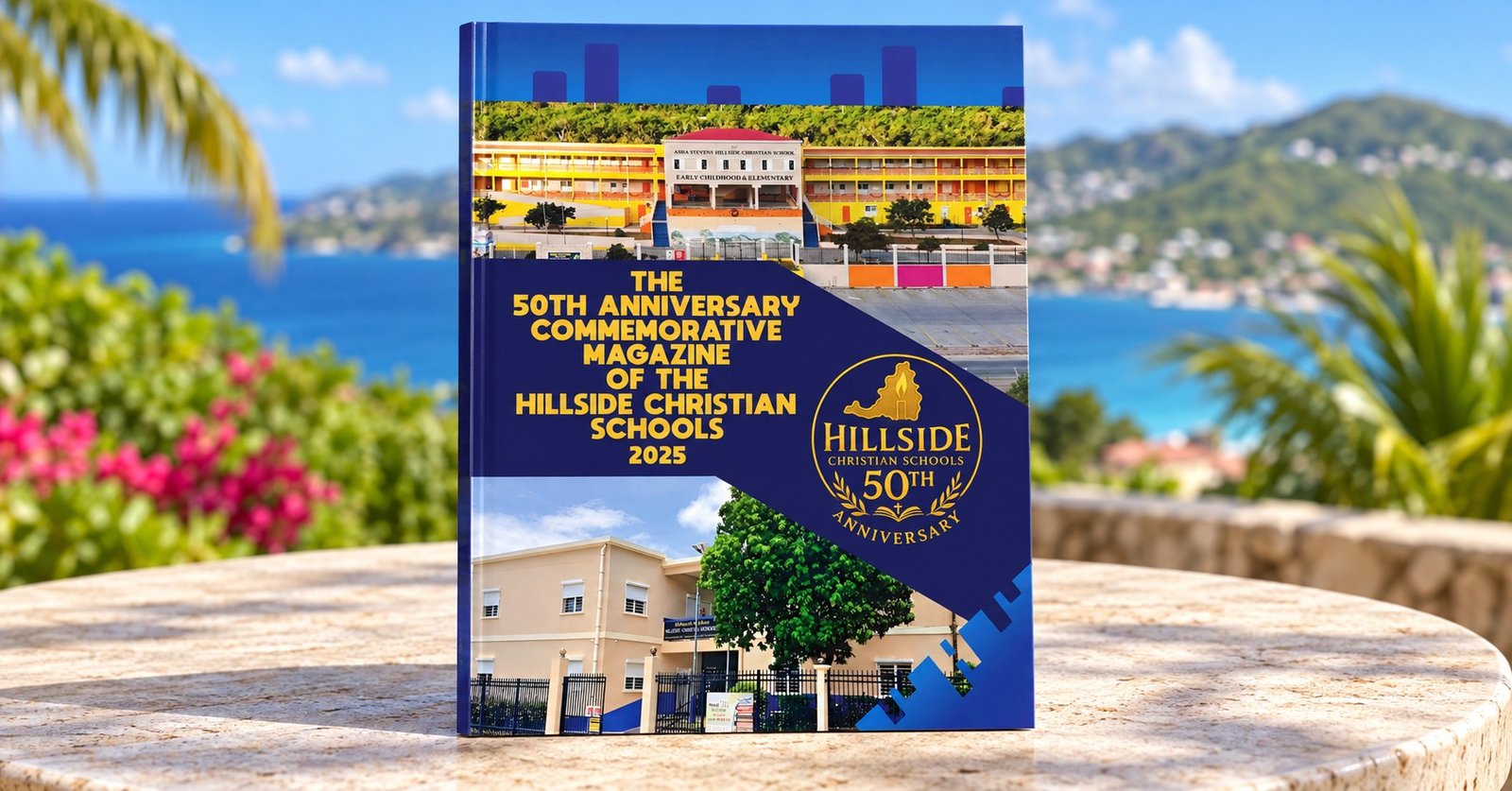 Hillside Christian Schools 50th Anniversary Magazine in a Caribbean setting