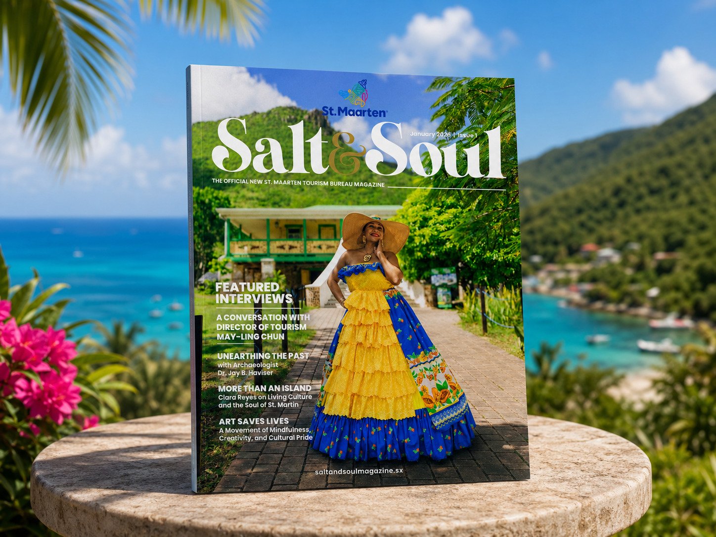 Salt & Soul magazine in a tropical setting
