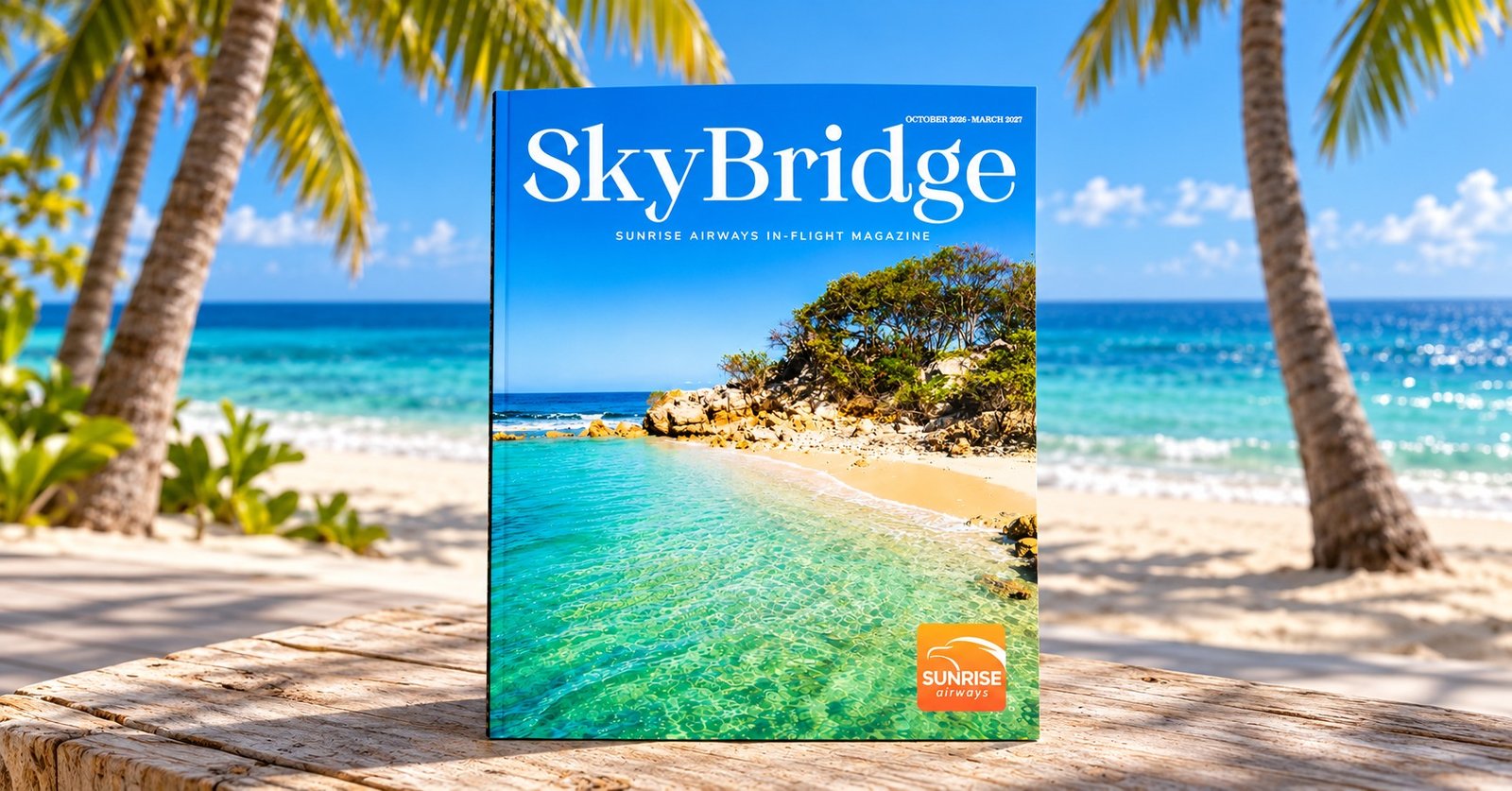 SkyBridge magazine overlooking the Caribbean sea