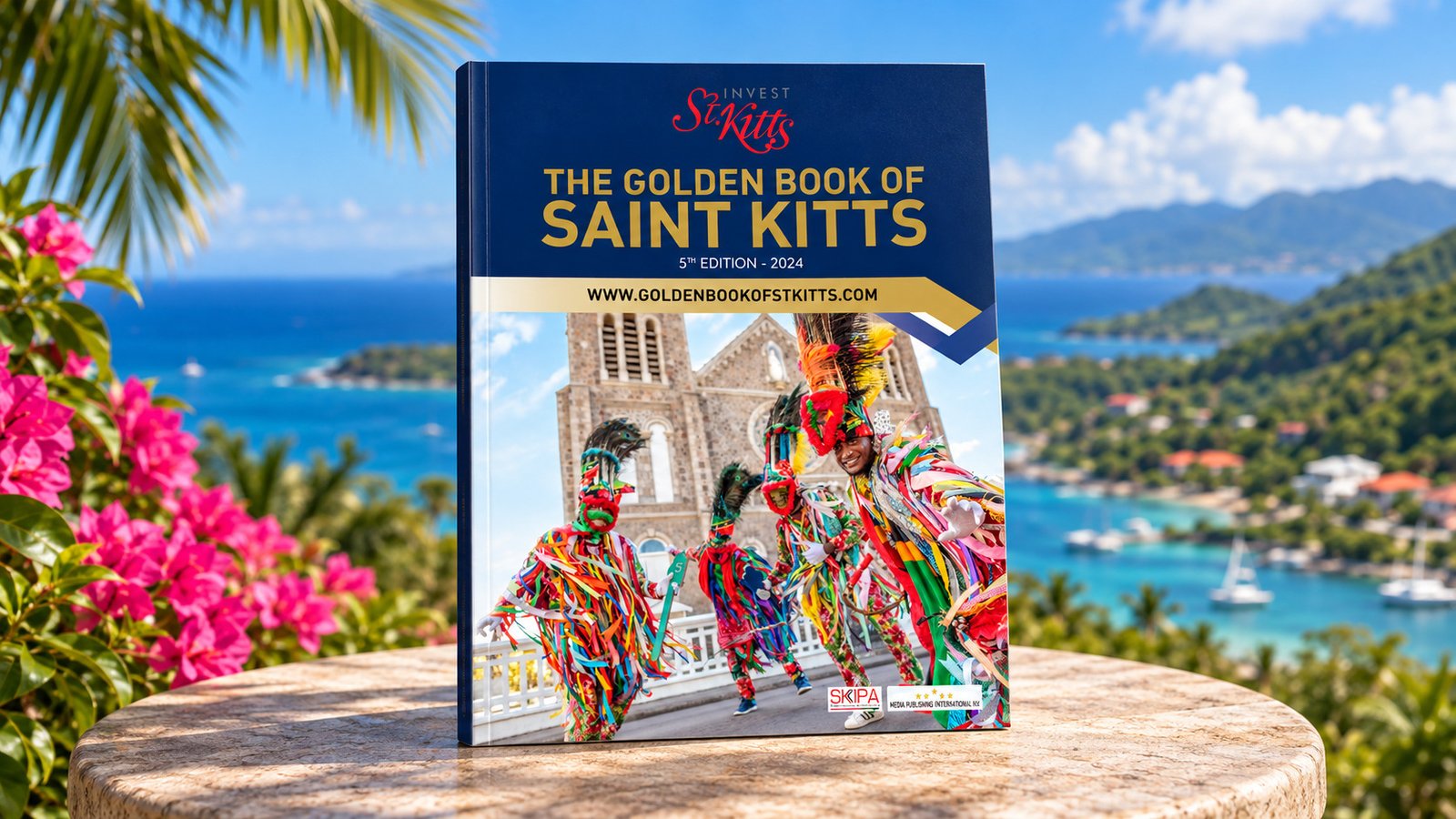 The Golden Book of Saint Kitts in a Caribbean setting